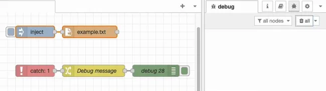 Catching an error from the Read File node and outputting a message to debug