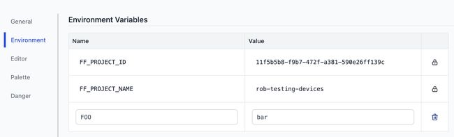 Setting a environment variable in FlowForge