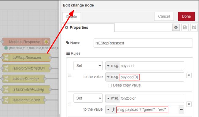 Configuring the change node