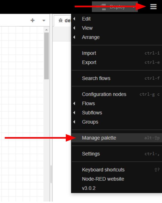 Accessing the palette manager