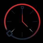 A red clock icon